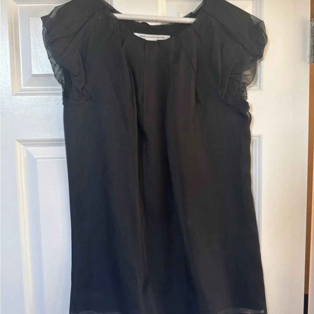 Diane Von Furstenberg Black Silk Blouse